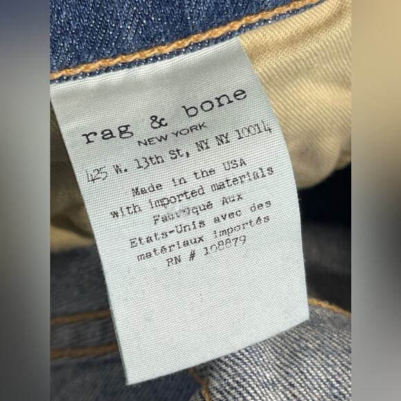 Designer Rag & Bone 10 inch Dre Jeans womens sz 25 distress blue jeans - Picture 6 of 15